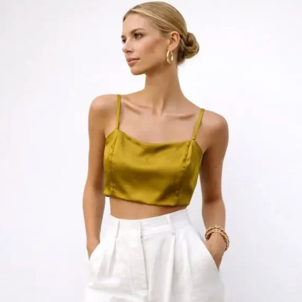 House of Harlow Satin Crop Top, Size XS